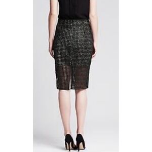 Banana Republic Coated Lace Cut See-Through Layered Pencil Skirt Black Sz 12